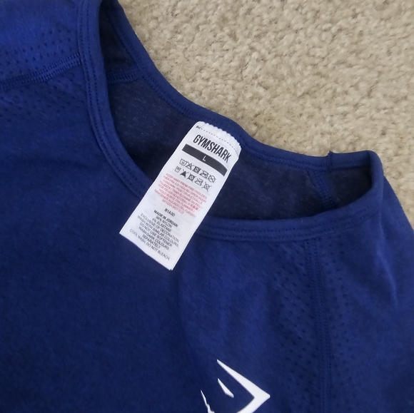 GS Blue Long Sleeve Crop Top W Thumb Holes - Picture 9 of 9